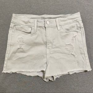 High-Rise White Denim Shorts